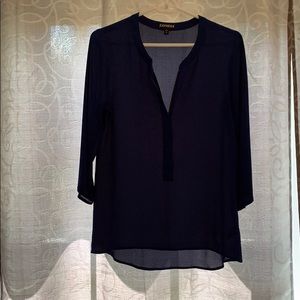 Express blue zip up blouse
